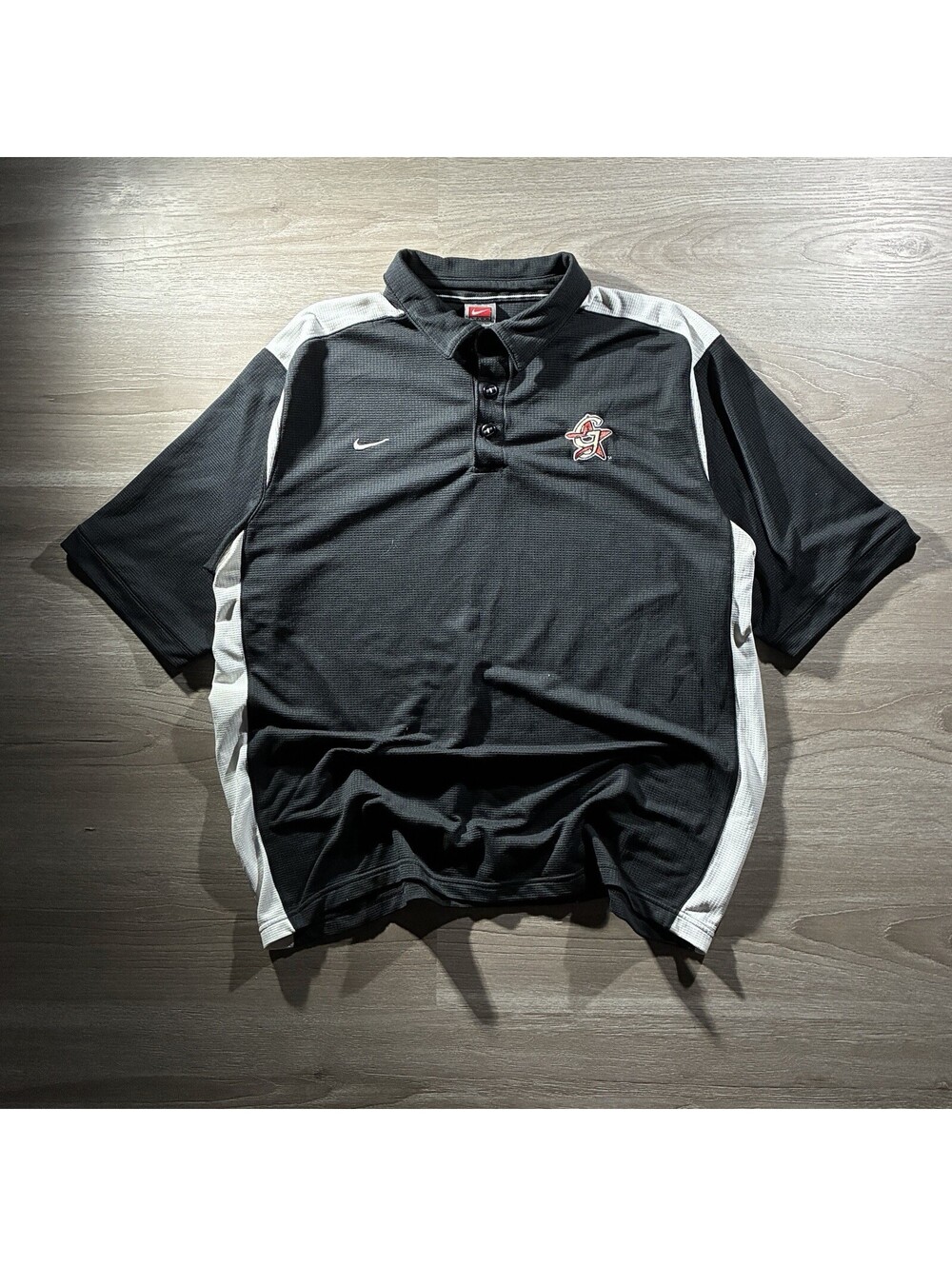 Vintage 2000s Nike Team Fit Dry Golf Polo Shirt Mens L Black Colorblock White